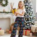 HONGTEYA Girls Christmas Pants with Pockets Soft Long Loose Kids Plaid Bottom Indoor Outdoor Xmas Holiday 8-14 Years (Blue)