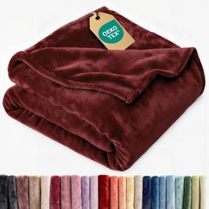 Ultra Soft Fleece Blanket Queen Size - Flannel Fleece Luxury Queen Blanket - Lightweight for Couch Bed Chair - Thick, Warm & Breathable - All Season Cozy Fuzzy Anti-Static Microplush Bedding, Burgundy