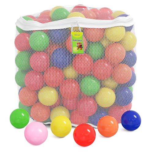 Click N' Play Ball Pit Balls for Kids, Plastic Refill Balls, Phthalate & BPA Free, Reusable Storage Bag with Zipper, Gift for Toddlers and Kids for Ball Pit, Bright Colors