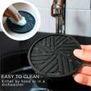 Silicone Coasters with Black Metal Holder, Set of 6, 4-Inch Diameter, Cup Mat for Drink, Stylish Home Decor, Deep Grey