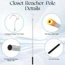 Clothes Hook Pole, Adjustable from 28 inches to 74 inches, Sponge Handle,Pick up Clothes from high Places,Closet Coat Rack Hook Rod, Used for Blinds Closets Ceilings, Strong Yet Lightweight.