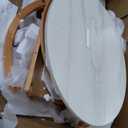 Merax 28.5" Round Nesting Coffee Table Set, Elegant Luxurious White Marble Top, Wood Finish, 2-Tier Storage and 1 Drawer for Living Room Apartment, Natural