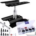 Aluminum Alloy RC Car Repair Work Stand Hobby Tool Set 360 Degree Rotation Lift/Lower and RC Screws Kit Repair Tool Box for 1/8 1/10 1/12 1/16 1/18 RC Car Truck Buggy Models (Black)