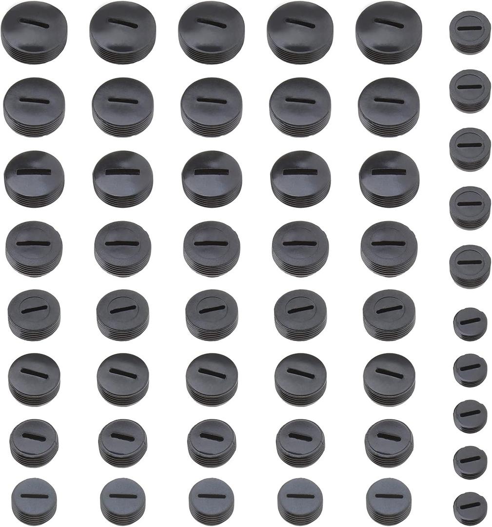 50pcs Black Carbon Brush Cover Plastic with Slotted Connector Multi Diameter 10mm-20mm Replacement Parts for Hammer Grinder Electric Power Tool