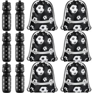 Talltalk 12 Pcs Soccer Gift Party Favors Set, Soccer Water Bottles 24 oz with Drawstring Bags, Sports Goodie Bags for Team Gifts, Sports Party Supplies for Birthday Decorations