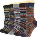 YZKKE 5Pairs Men Wool Socks Thick Thermal Hiking Winter Warm Boot Heavy Soft Cozy Socks for Cold Weather (One Size, Mul-3)