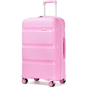Kono Carry On Luggage 28 Inch Checked-Large Hard Shell Travel Trolley 4 Spinner Wheels Lightweight Polypropylene Suitcase with TSA Lock, Pink