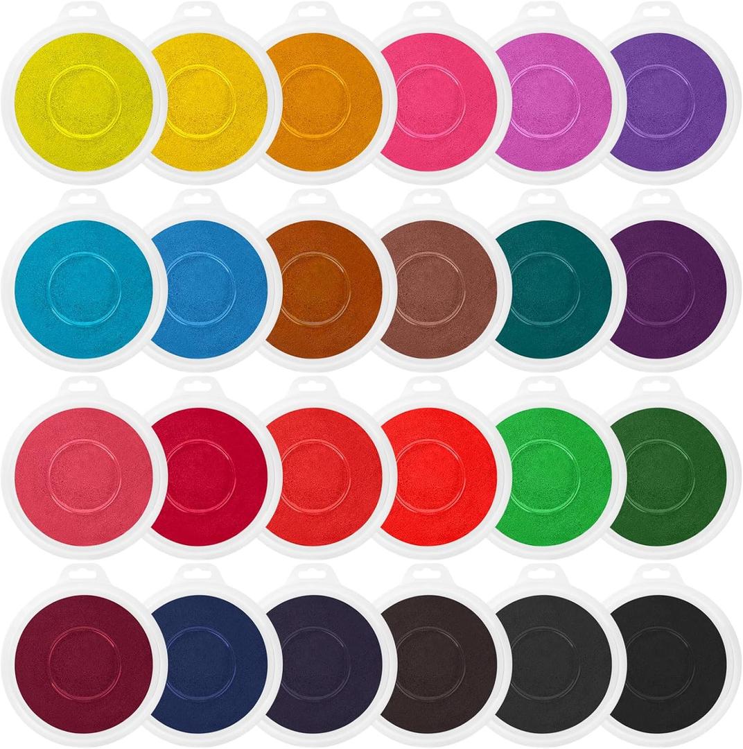 Humyoun 24 Pcs 7" Large Ink Pads for Kids Handprint Footprint Rainbow Stamps Pad Washable Multicolor Ink Pad Kit for Fingerprint Painting Rubber Stamps Card Making Kids Birthday Gifts