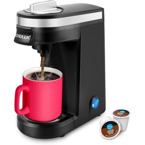 CHULUX Upgrade Single Serve Coffee Maker Machine for K Cup and Grounds with 2 Mins Brew One Cup, 3 Brew Choices, Removable 14oz Reservoir & Drip Tray