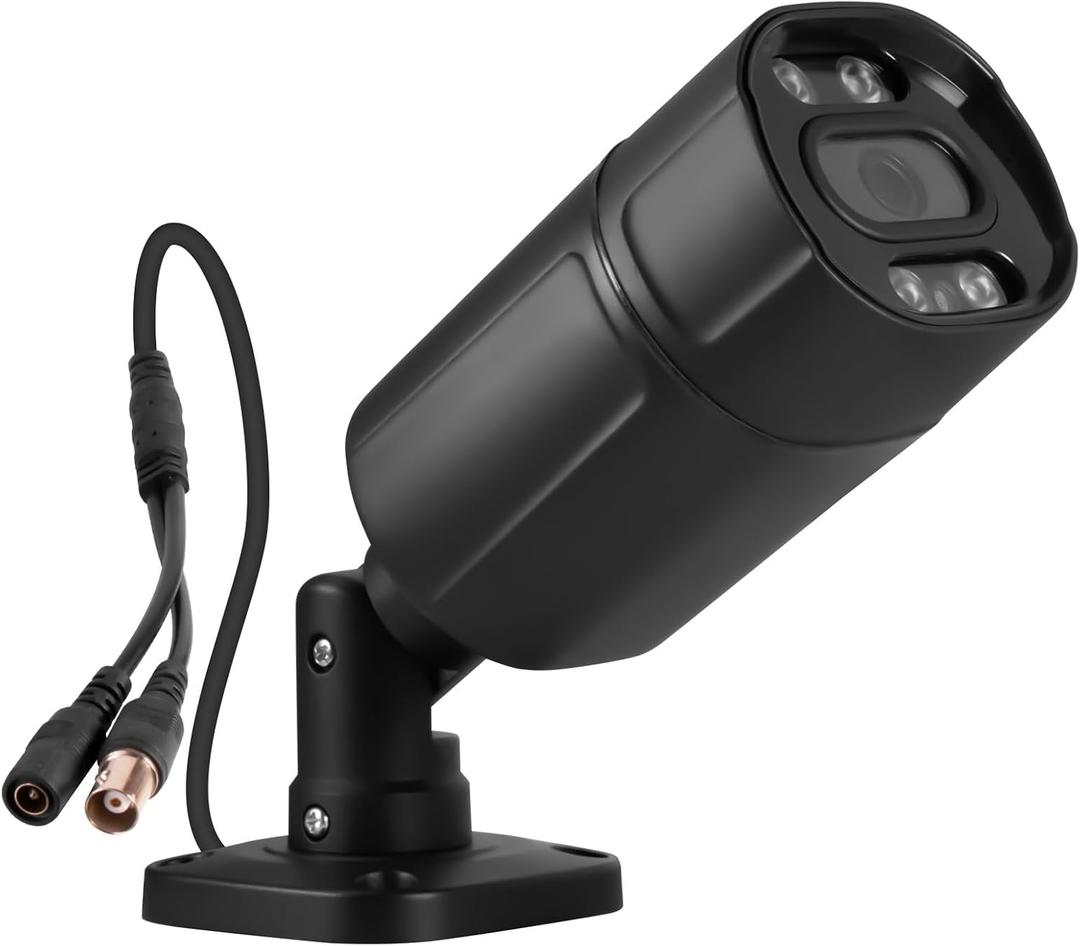 Fuers 5MP HD Security Surveillance Bullet Camera, 5-in-1 XVI/AHD/TVI/CVI/CVBS, Human Detection, 80Ft IR Night Vision, Weatherproof for Outdoor/Indoor Use