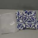 Gohdiwh Navy Blue Boho Pillow Covers 22x22 Set of 2, Bohemian Ethnic Carpet Pattern Design Decorative Throw Pillows Linen Blue Print Farmhouse Cushion Pillow Covers for Sofa Couch Outdoor Decor