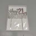 Nelbiirth Happy 21st Birthday Silver & Pink Rhinestone Cake Topper - Cheers to 21 Years Old 21st Bday Metal Sparkly Cake Centerpieces Topper Decorations Sign.