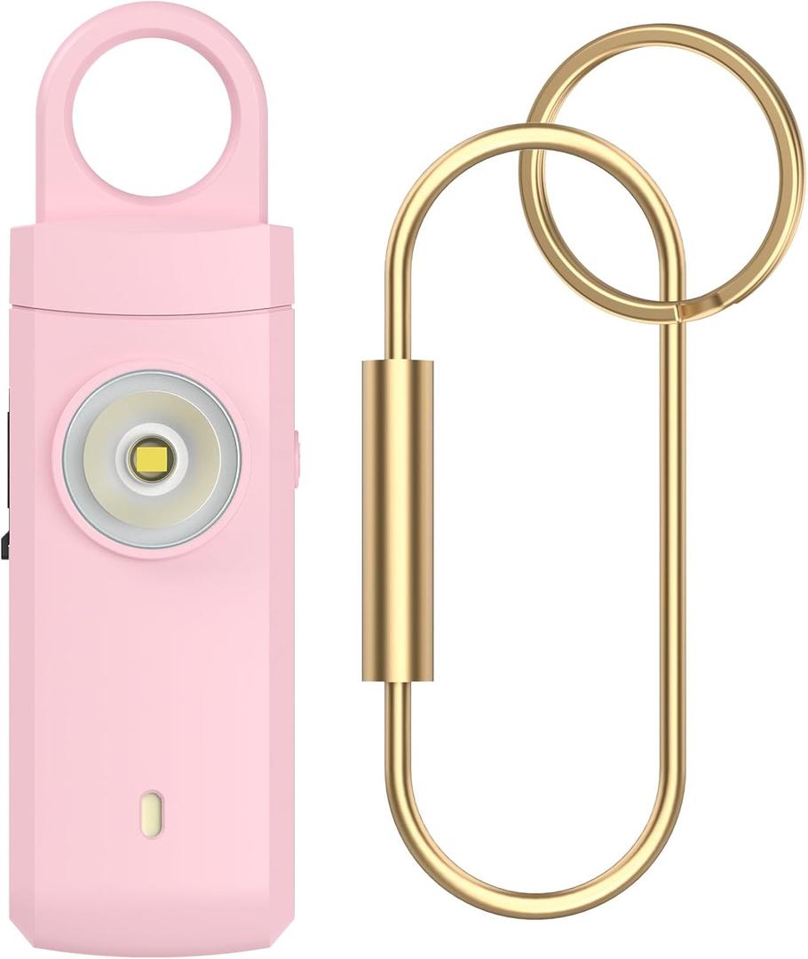 Personal Alarms for Women, College Dorm Room Essentials for Girls | 130dB Siren, Rechargeable, Low Battery Alert, Flashlight, Safety Keychain Gifts for Women, College, Girls, Elders, Kids, Pink
