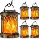KOOPER 4 Pack Solar Lanterns Outdoor Waterproof, Upgraded Flickering Flame Solar Lantern Lights, Auto On/Off Lanterns Decorative Outdoor, Outdoor Hanging Lantern for Yard Garden Table Decor (Bronze )