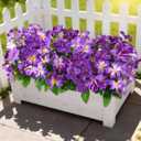 Homsunny Artificial Flowers for Outdoor, 6PCS Fake Silk Flowers UV Resistant, Realistic Faux Plants Flowers for Front Door Porch Planter Patio Yard Garden Spring Decor, Double Purple