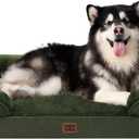 EHEYCIGA Orthopedic Dog Beds for Extra Large Dogs, Waterproof Memory Foam XXL Dog Bed with Sides, Non-Slip Bottom and Egg-Crate Foam Big Pet Couch Bed with Washable Removable Cover, Dark Green