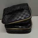 KGMCARE Portable Nail Polish Organizer Bag with UV Light Case - Holds 30 Bottles and 1 UV Nail Lamp, Double-Layers Nail Dryer Case for Gel Nail Polish Kit, Nail Art DecorationsCheckered Black