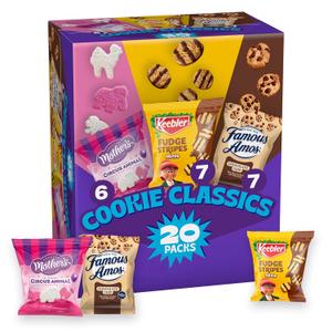 Assorted Cookie Classics Variety Pack - Mothers Circus, Keebler Fudge Stripes & Famous Amos, 20 Pouch Box, 20 oz (7.75 x 4.63 x 9.5 inches)