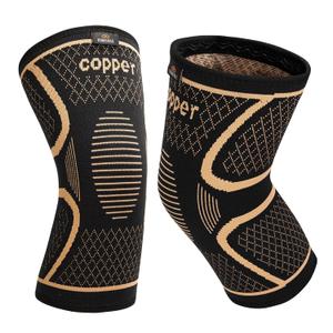 INDEEMAX Copper Knee Brace for Women Men 2 Pack, Knee Compression Sleeve for Knee Pain, Arthritis, Running,Sports and Recovery Support, M
