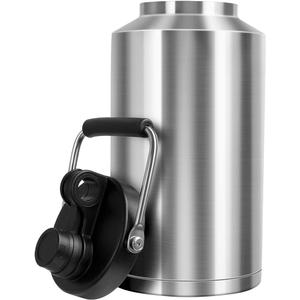 Insulated Water Bottle,1 Gallon Jug with Handle, 128oz Stainless Steel, Large Water Wide Mouth Bottle for Hot & Cold Drinks, Ideal for Travel, Camping, Family (Stainless Steel)