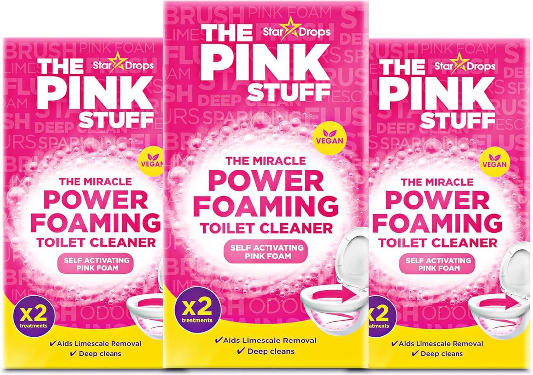 Stardrops The Pink Stuff Miracle Power Foaming Toilet Cleaner  Self-Activating Formula for Deep Cleaning, Stain Removal, and a Fresh Shine  Bathroom Essential (7 Ounce (Pack of 3))
