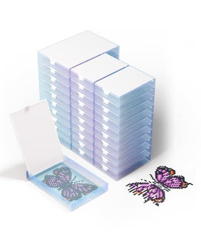 CATEARED Diamond Art Storage 2-in-1 Stackable Diamond Art Trays With Lids, Craft and Bead Storage Organizer & Line-Up, Box Package (random color, 30 piece Tray Kit)