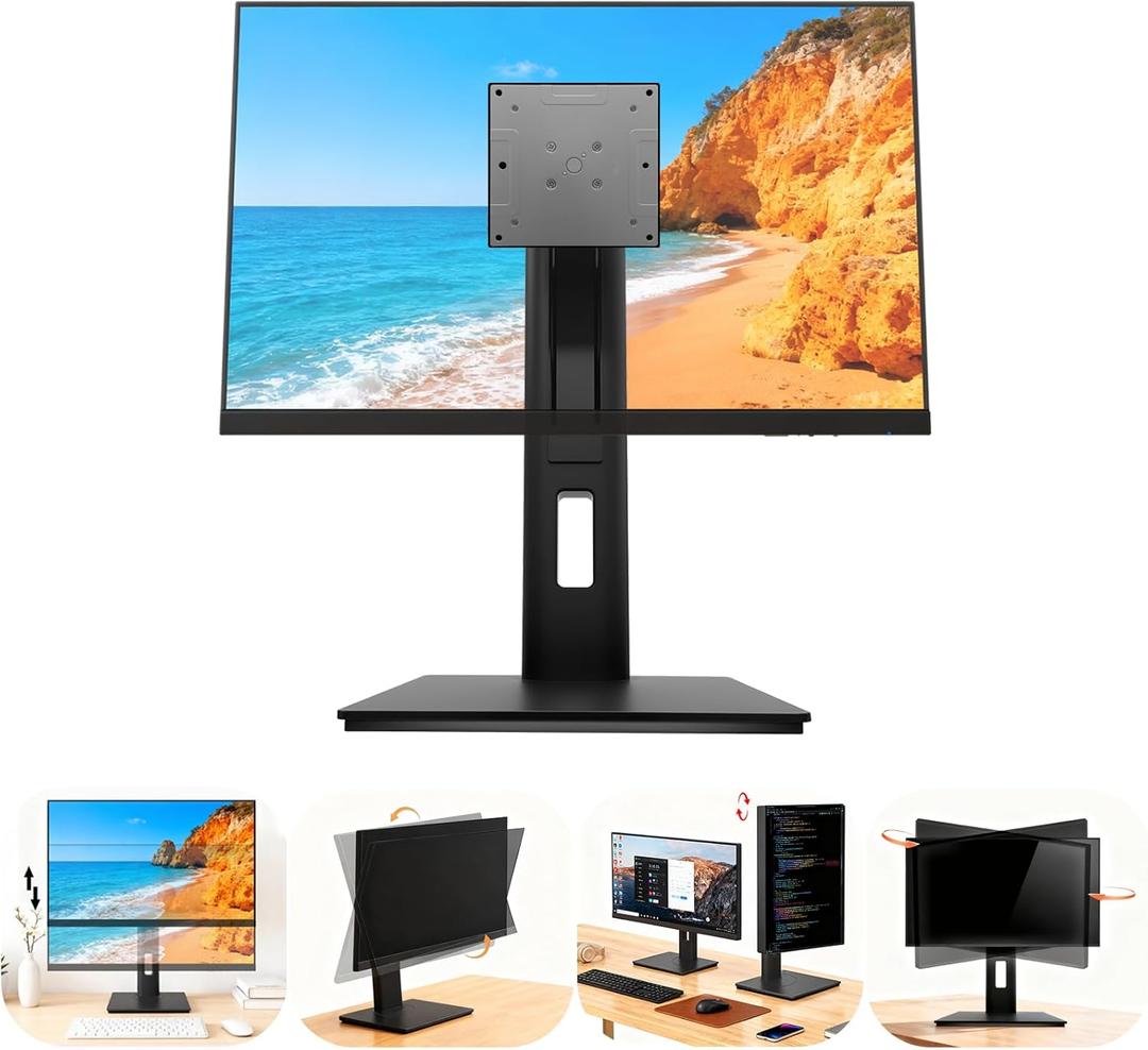 2026 Version Ergonomic VESA Monitor Stand, 150mm Spring Height adjustment, Tool-Free Base, Swivel, Tilt & Rotation, for 1522" Monitors, 5.075.95 lb, 100x100mm Vesa Mount (5.07~5.95LB)