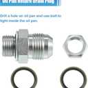 uxcell Universal 10AN-M18x1.5 Turbo Oil Pan Return Drain Plug Adapter Oil Pan Return Drain Plug Fitting with Bolt and Sea O-Ring Rust Resistance Metal Steel Bolt On Type Silver Tone