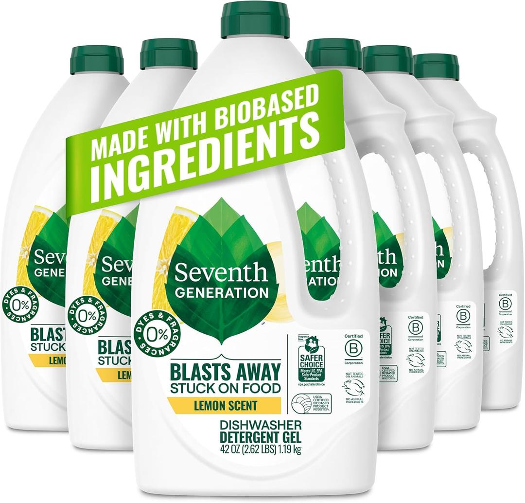 Seventh Generation, Dishwasher Detergent Gel, Lemon, 42 oz, Pack of 6