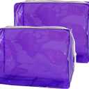 2 x 5 pcs Travel Accessories Cosmetic Pouch Bag Makeup Bag Transparent Custom Clear Pvc,PVC for Woman Fashion Zipper Letter (purple)
