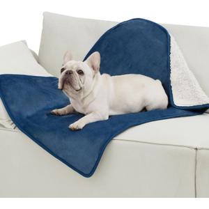 Bedsure Cat Blanket for Indoor Cats - Waterproof Calming Cat Blankets for Couch Protection, Sherpa Fleece Pet Blanket, Soft Plush Reversible Throw Furniture Protector, 40"x30", Blue