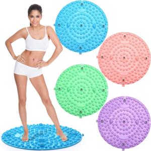 Threlaco 4 Pack Foot Massager Mat Foot Reflexology Pad with Magnetic Relaxation Massage Feet Pressure Point Pad Anti Fatigue Walk Stone Acupoint Mat Particle Portable Massage Tool(Mixed Colors)