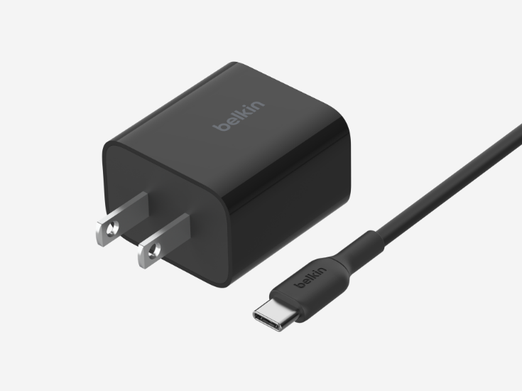 Belkin 25W USB-C Power Charger for iPhone (20W) and Samsung (25W) - Black