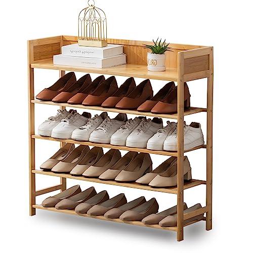 atifolia Bamboo Shoe Rack, 5-Tier Shoe Rack Organizer for Entryway, Living Room(Nature, 31.40''L)