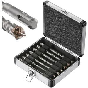 Wensilon 6in Concrete Drill Bit Set - Cross-Type Double Thread Carbide Bits for Brick, Stone, Hammer Drill