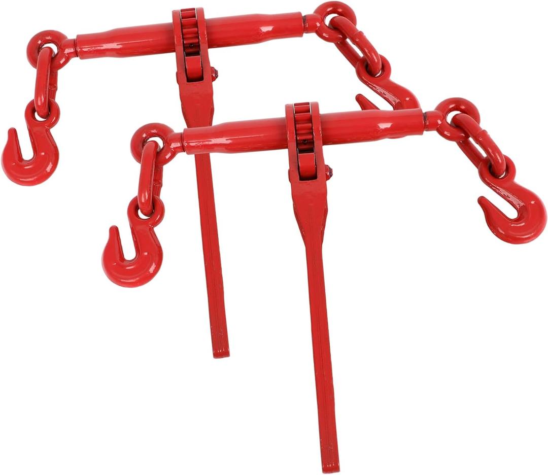2 Pack Chain Binder, 5/16 to 3/8 Inch Chain Binder, Ratchet Binder with 5400LBS Safe Working Load and 19000LBS Breaking Strength, Load Binder for Industrial Agricultural Traction Applications (5/16'' - 3/8''(2Pack))