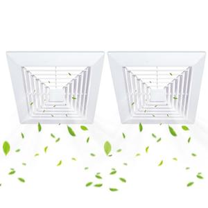 Flowild 2 Pcs 9x9 Bathroom Exhaust Fan Cover with Springs - Replacement Grille for Square Ceiling or Wall-Mounted Exhaust Fans, Plastic Ventilation Hood, Air Diverter, Ceiling Air Diffuser - White