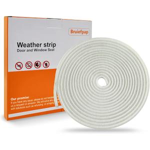 Bruiefpap 39.4FT Weather Stripping for Doors and Windows, Self-Adhesive Soundproofing Door Seal, Door Insulation for Sliding, Exterior, Frames and Front, 0.35'' Wide x 0.35'' Thick, White