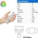 CF7DS-7W 2 Pin 7W Fluorescent Single Tube,Replacement Bulb for Sylvania CF7DS,Sunlite PL7/SP41K,SATCO CFS7W,CFL Plugin Light Bulb,G23 Base - 6500K-2Pack