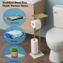 Gold Toilet Paper Holder with Shelf, Free Standing Toilet Paper Holder with Storage - Toilet Paper Stand for Holding Extra 3 Rolls, Tissue Holder for Bathroom (Gold with Marble Base)