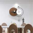 Large Modern Wall Clock for Living Room,Decorative Silent Battery Operated Wall Clock with Pendulum Metal Wall Art for Kitchen/Bedroom/Entryway/Office Decor