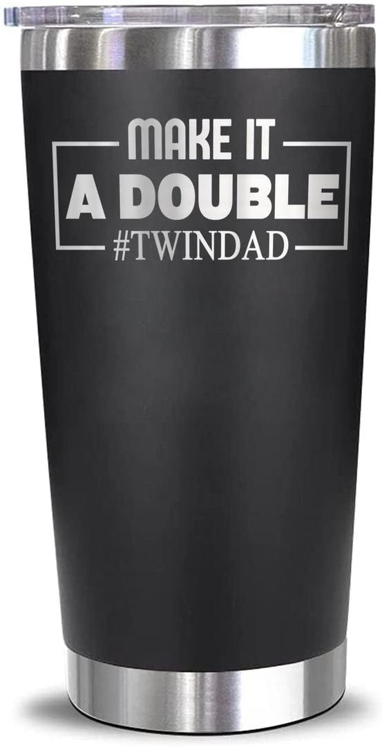 HTDesigns Make It A Double #Twindad - Engraved Twin Dad Mug - Travel Dad Gift - Father's Day