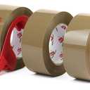 BOMEI PACK Heavy Duty Brown Packing Tape with Dispenser, 2.6 mil, 1.88 inch x 110 Yards (3 Pack), Total 330Y, Brown Tape Refills for Shipping, Mailing, Moving & Storage