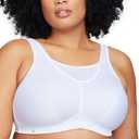 Full Figure Plus Size No-Bounce Camisole Sports Bra Wirefree, White