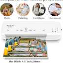 9 Inch Thermal Laminator with 40 Laminating Sheets, Small Desktop Laminator Machine for Home Office School Teachers, Hot/Cold, 3mil/5mil, Anti Jam, A4/Letter/Photos/Cards, White Laminator by Mas & Pro