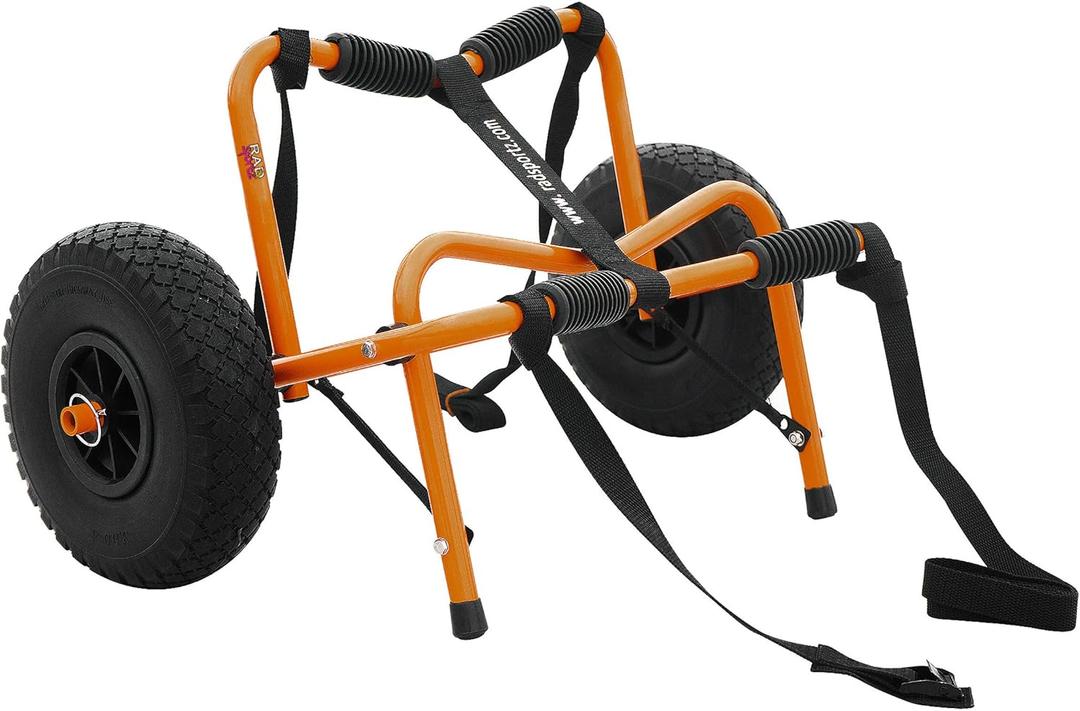 Kayak Cart  150 Lbs Capacity Canoe Dolly with Airless Tires, Foldable Aluminum Frame, and Carrying Bag for Personal Watercraft by Rad Sportz (Orange)