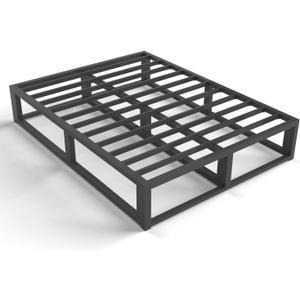 10 Inch Queen Bed Frame with Steel Slat Support, Low Profile Queen Metal Platform Bed Frame Support Mattress Foundation, No Box Spring Needed/Easy Assembly/Noise Free