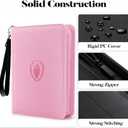 Fabmaker Premium 4 Pocket Zip Card Binder, Trading Card Binder for 320 Cards, Portable PU Card Collection Binder, Collector Card Album Folder for Game & Sports Cards (Pink)