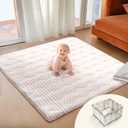 Mallify Baby Play Mat 50"x50", Non-Slip Baby Mat for Floor, Soft Thicker Playpen Mat, Portable Playmat, Crawling Mat for Infants, Babies, Toddlers, Activity Mat, Pink