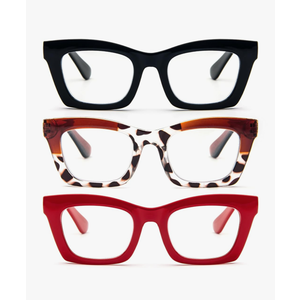 REAVEE Oprah Style Reading Glasses for Women, Blue Light Blocking Cute Oversized Square Computer Readers Spring Hinge